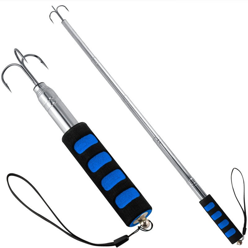 Fishing Hook Stainless Steel - ステンレス鋼伸縮式釣りガフトリプルフック海釣り槍伸縮ポールフックボート氷釣りイカガフ60-80センチ