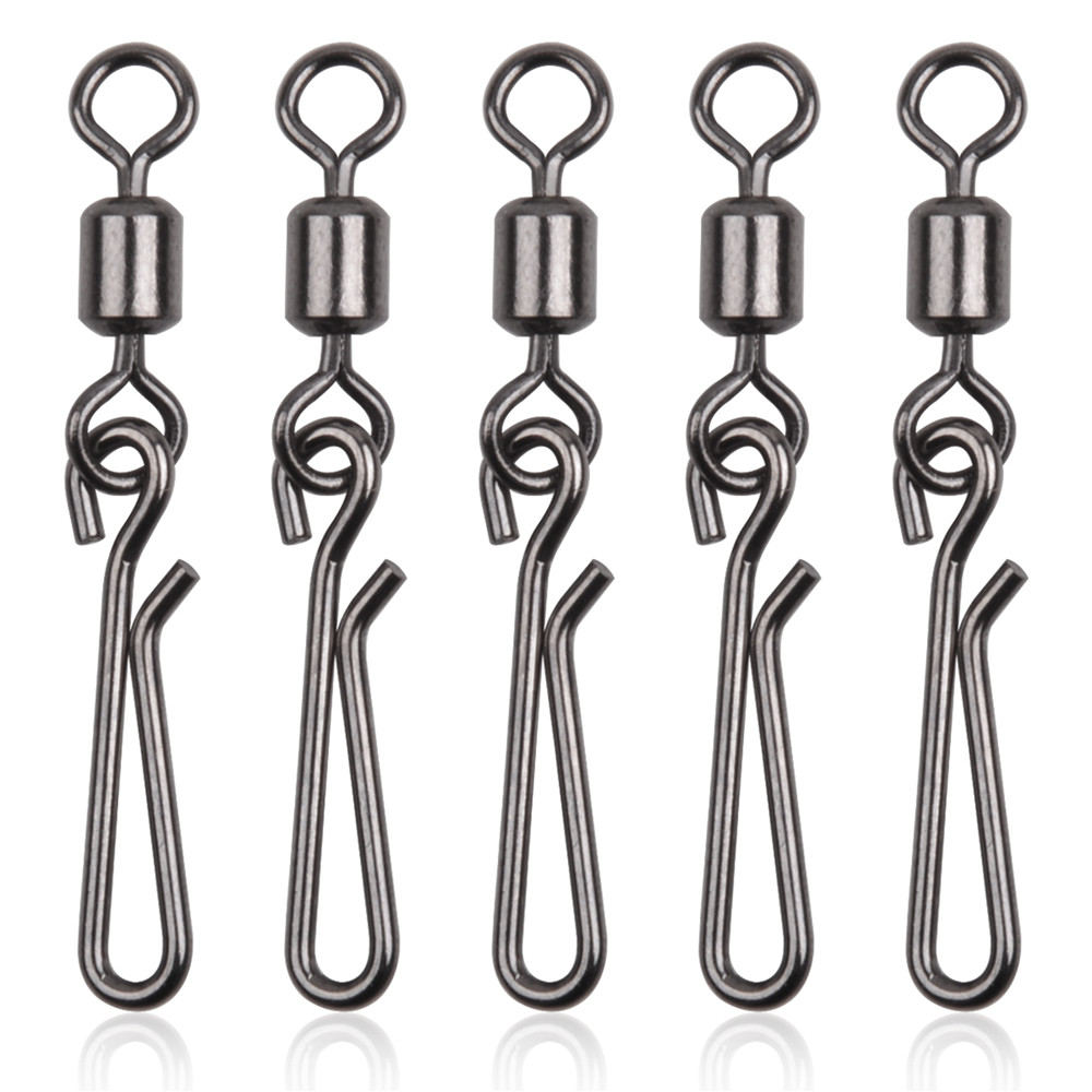 Fishing Hook Stainless Steel - 30 個スイベルとスナップ釣りフックスイベルコネクタぶら下げスナップステンレス鋼高速クリップ釣具アクセサリー