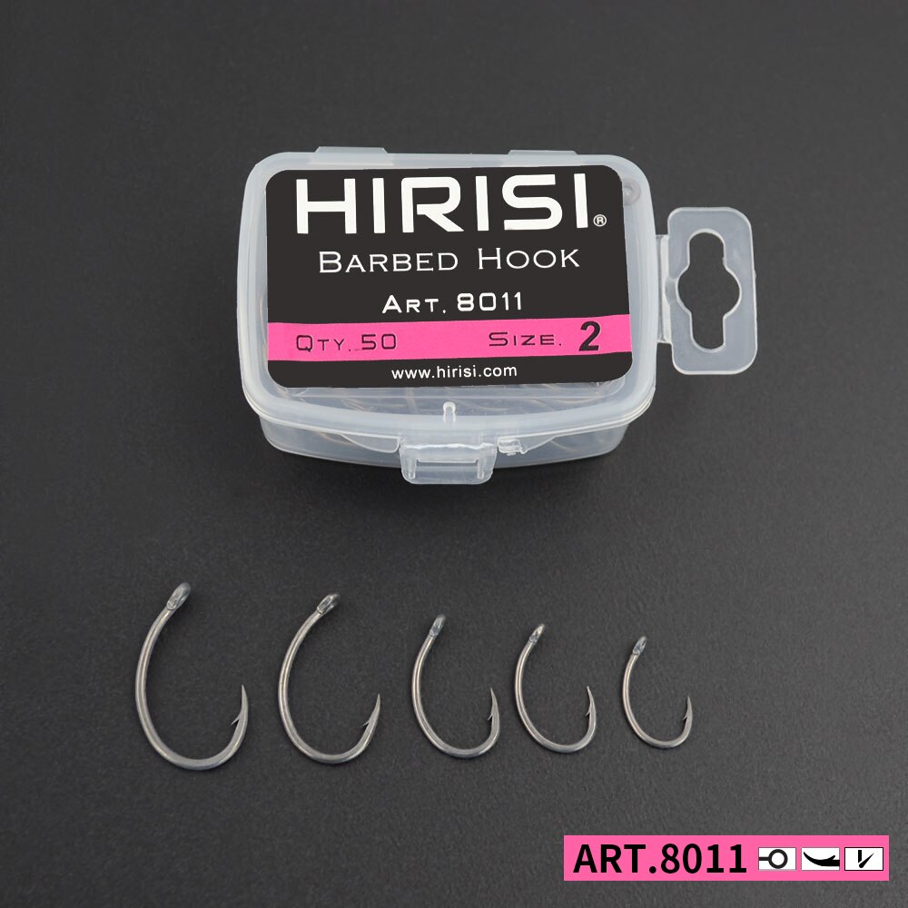 Fishing Hook Offset - HIRISI-高炭素鋼含有量釣り針,50個,ボックス付き,8011