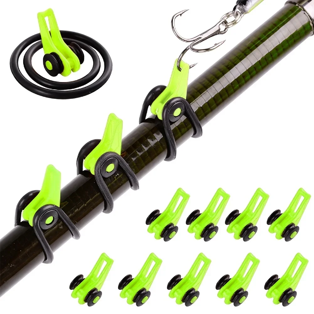 Fishing Hook Jig - 10 ピース/ロット釣り竿ポールフックキーパー - 安全で簡単な釣りのための安全なシリコンリング ISO ホールドベイトルアーとジグ