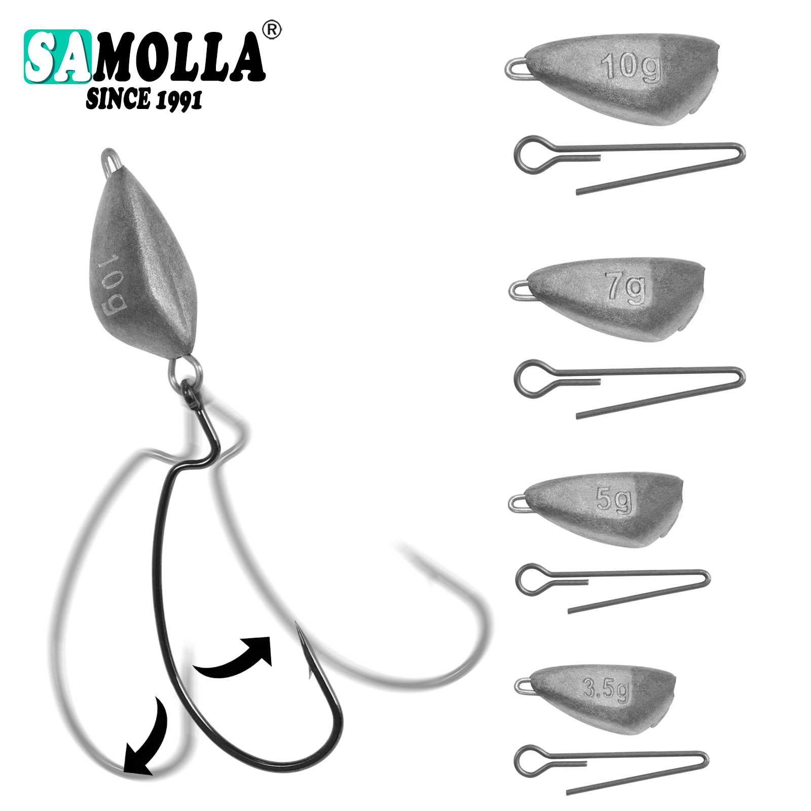 SAMOLLA 5 個ジグヘッド釣りウェイト、クランクフック - Fishing Hook Jig のレビューと価格