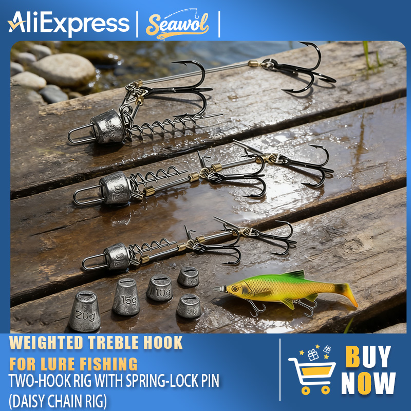 釣り用フックリグ スチールリーダー、ウェイト付きデイジーチェ - Fishing Hook Treble のレビューと価格